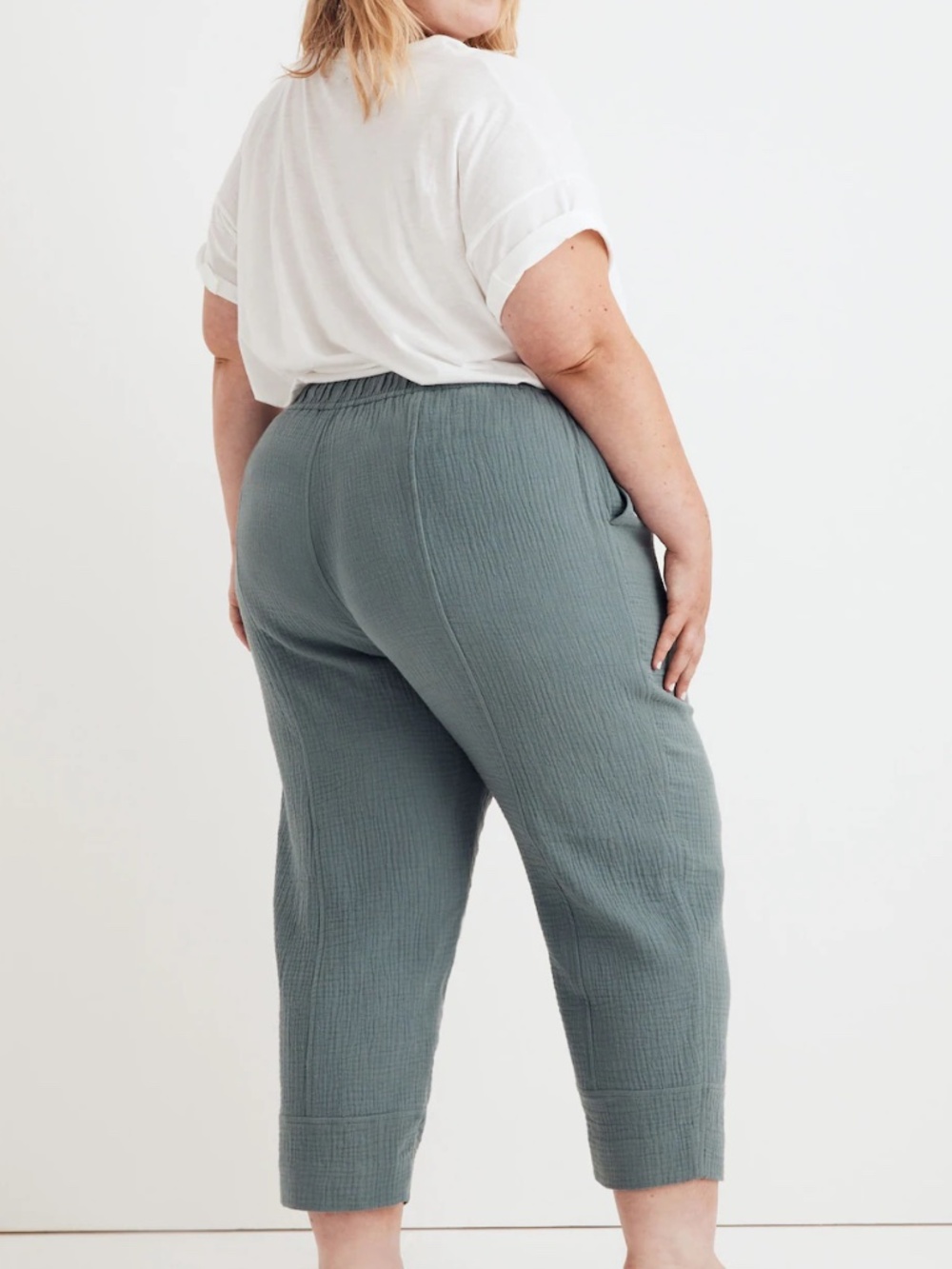 Madewell Lightspun Pull-on Textured Gauze Ballon Pants Shale Grey Green - Picture 5 of 13